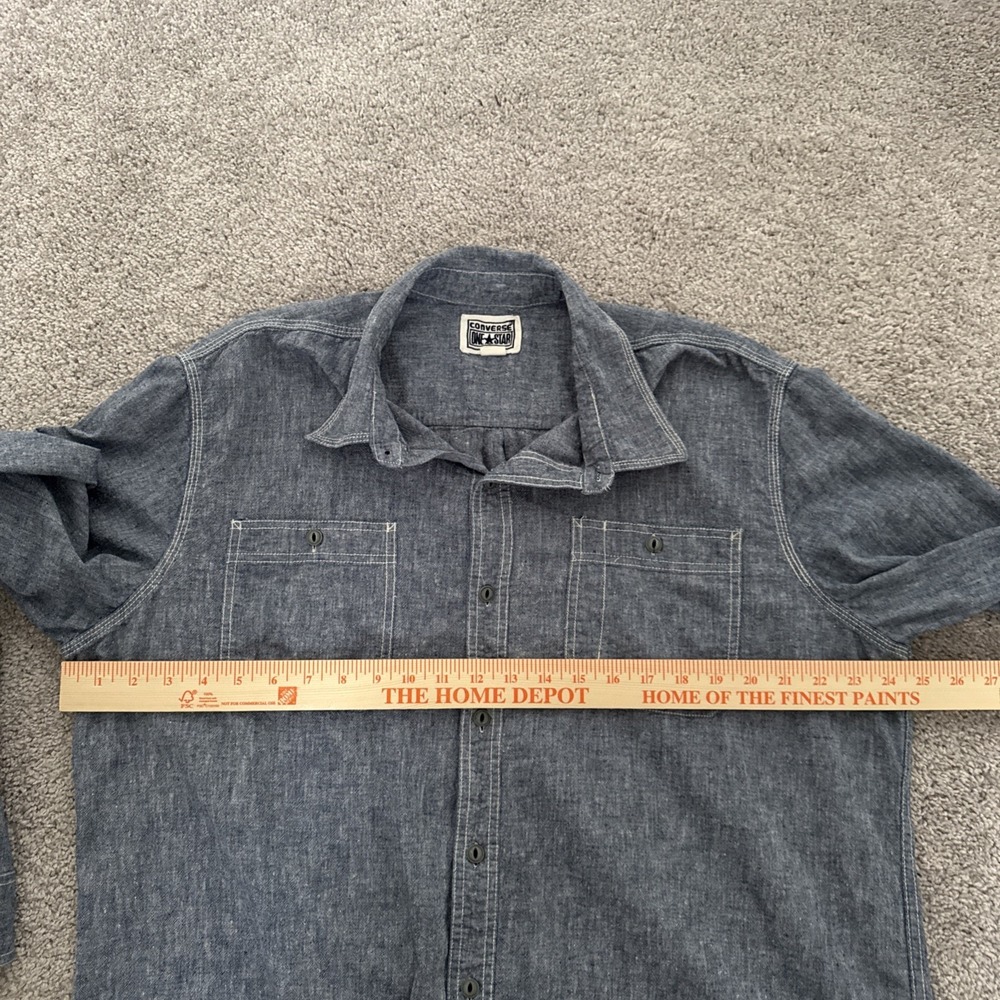 Converse One Star Chambray Button Up Shirt Mens Size XL FLAW - Picture 5 of 7